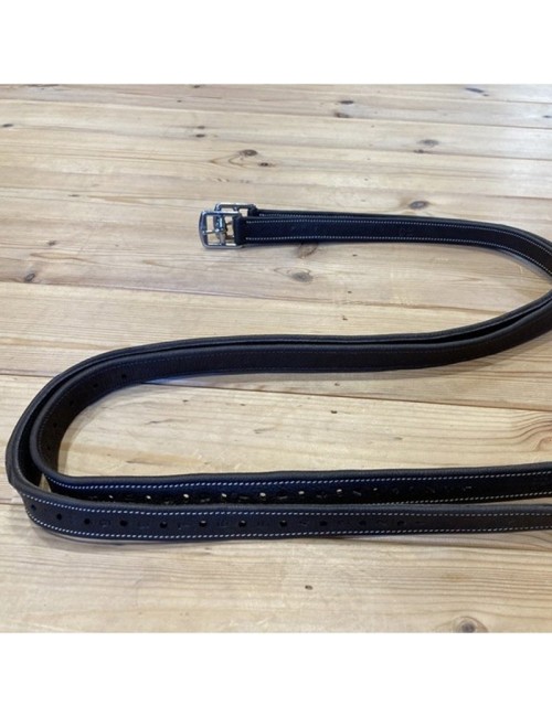 Étrivières cuir avec nylon – Noir