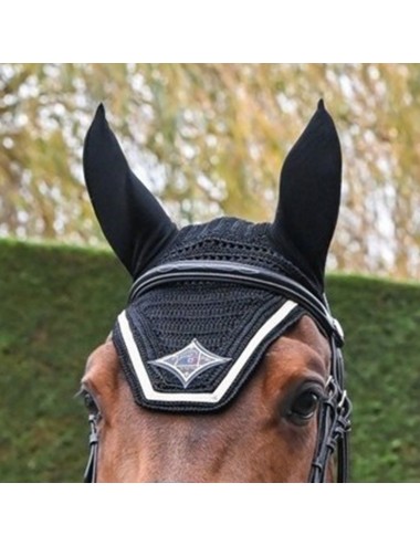Fly veil - Black and champagne black and silver crest